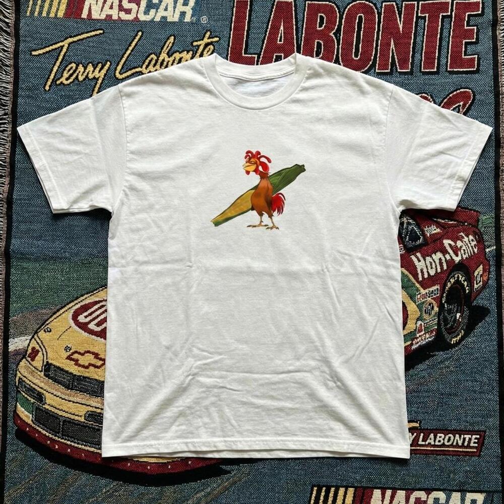 Chicken Joe T Shirt Surf Up Graphic Tee Funny Surfing Rooster White